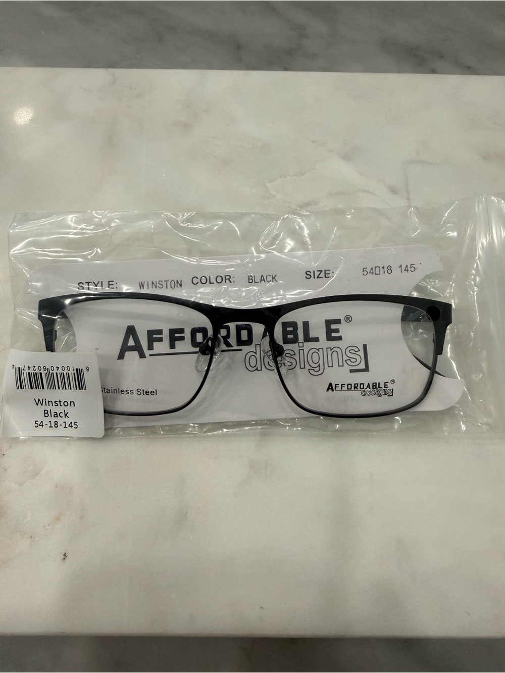 Affordable Design Winston Men's Black Eyeglass Frames